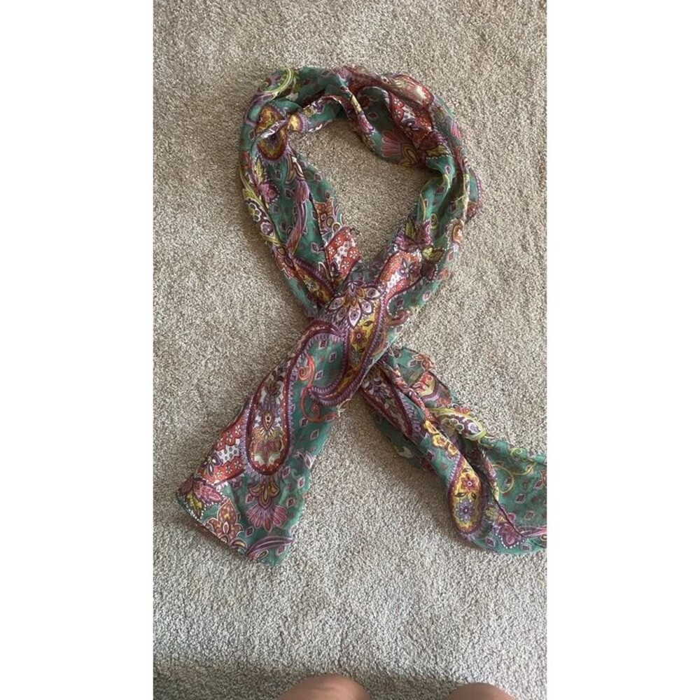Boho Paisley Lightweight Sheer Scarf Green OS